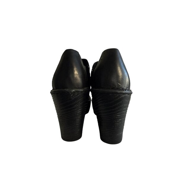 Born Onega Chunky Clogs Block Heels Harness Strap Black Leather Womens 6 - Picture 9 of 10